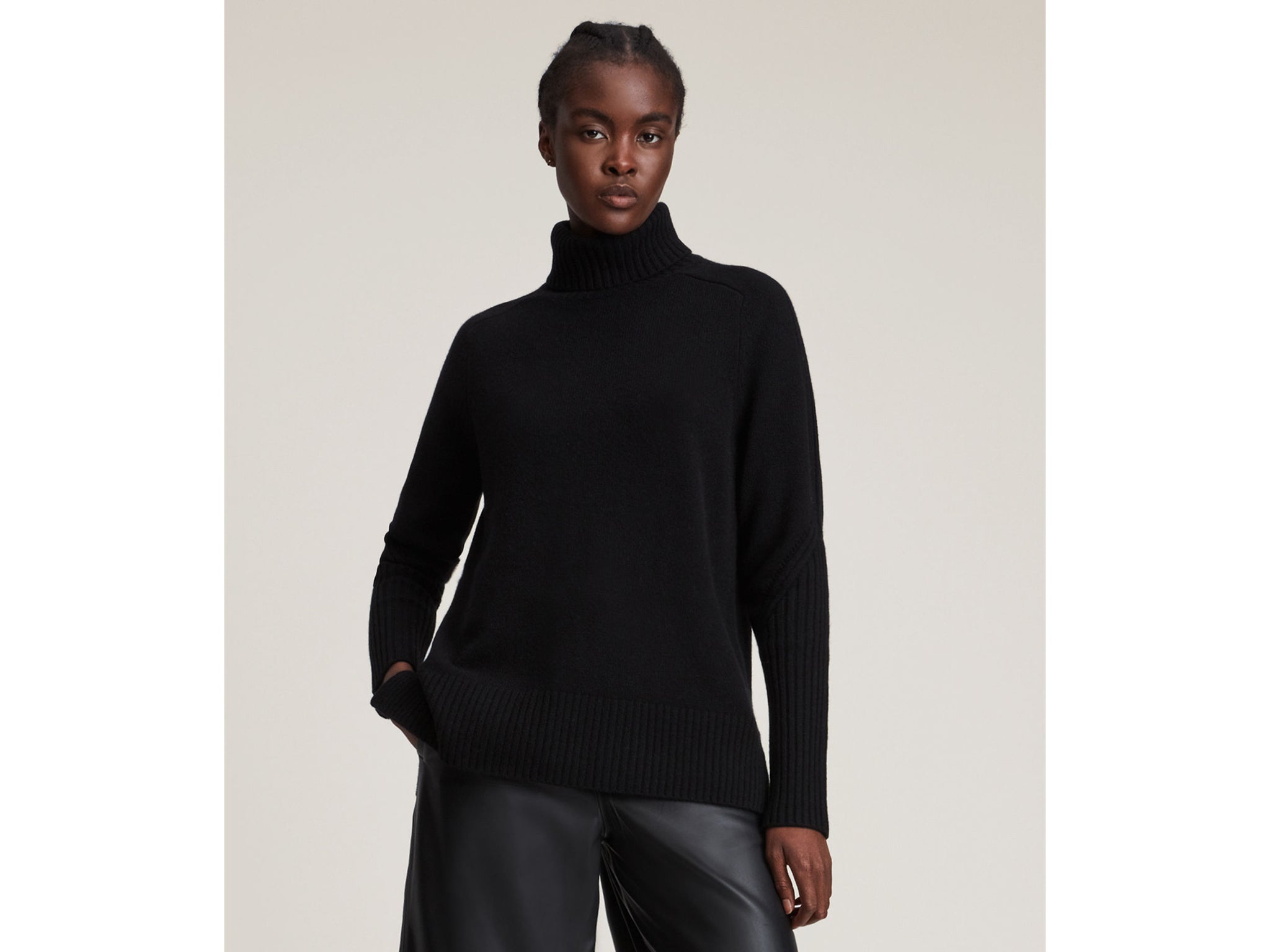 Black cashmere shop roll neck jumper